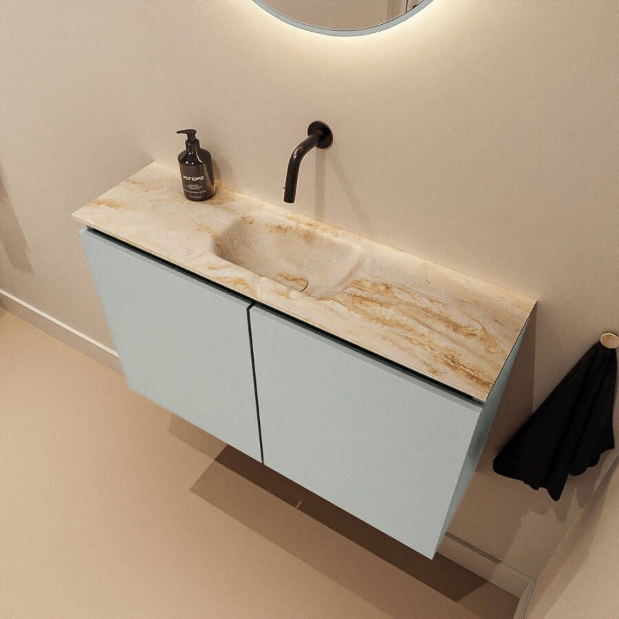 Mondiaz Toiletmeubel Ture Dlux | 80 cm | Meubelkleur Greey | Eden wastafel Frappe Midden | Zonder kraangat