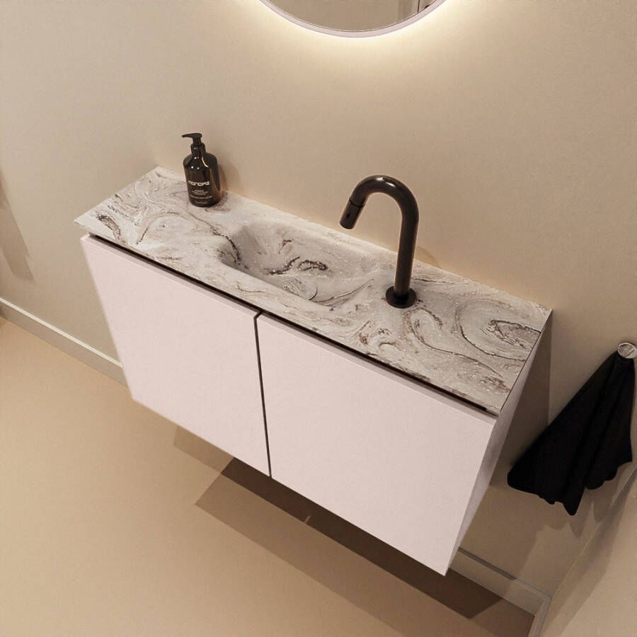 Mondiaz Toiletmeubel Ture Dlux | 80 cm | Meubelkleur Rosee | Eden wastafel Glace Midden | 1 kraangat