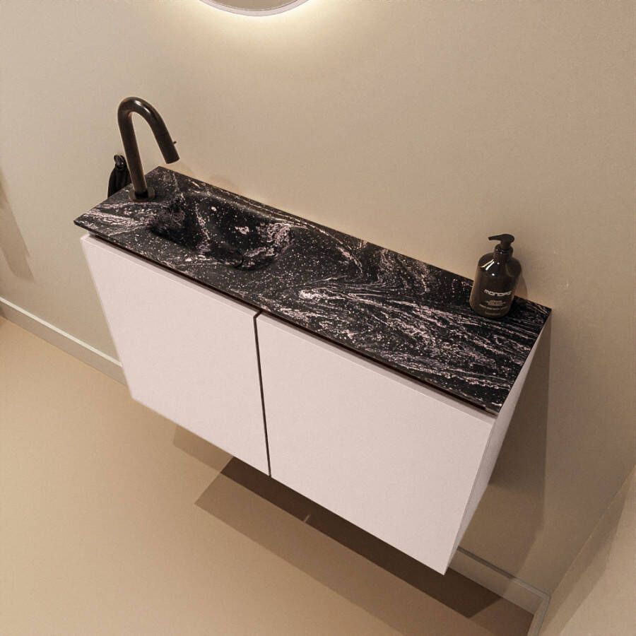 Mondiaz Toiletmeubel Ture Dlux | 80 cm | Meubelkleur Rosee | Eden wastafel Lava Links | 1 kraangat