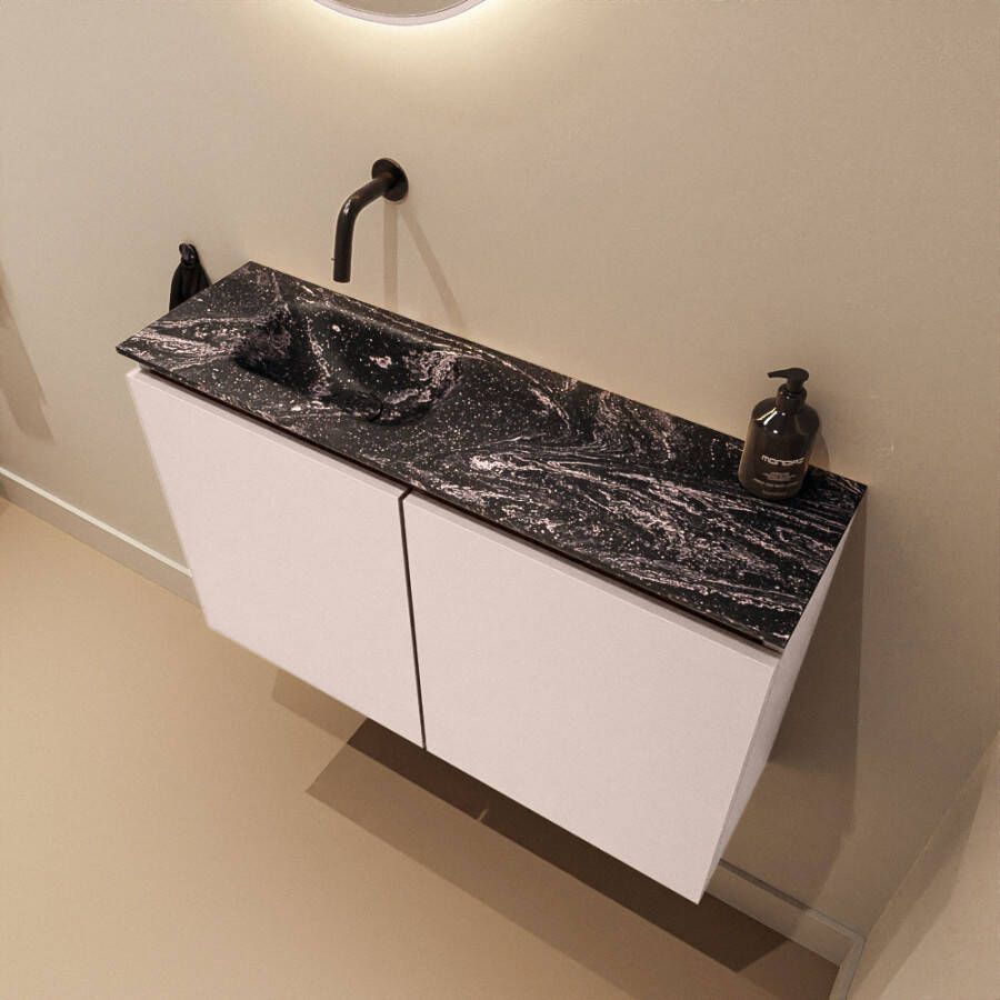 Mondiaz Toiletmeubel Ture Dlux | 80 cm | Meubelkleur Rosee | Eden wastafel Lava Links | Zonder kraangat