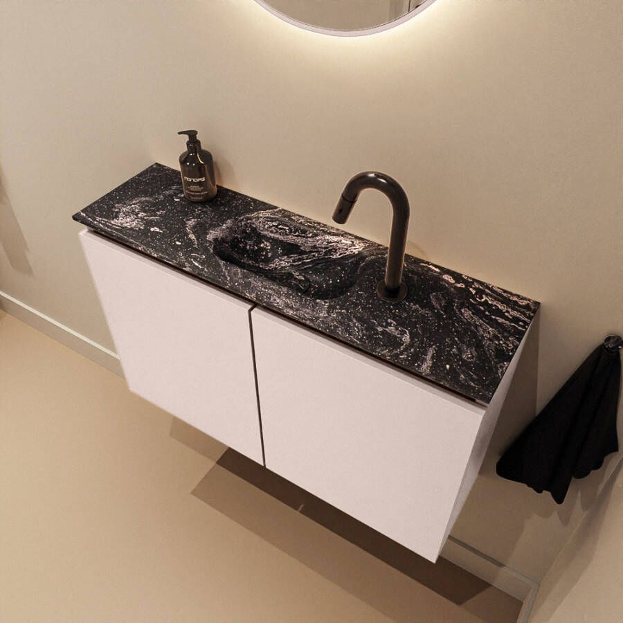 Mondiaz Toiletmeubel Ture Dlux | 80 cm | Meubelkleur Rosee | Eden wastafel Lava Midden | 1 kraangat