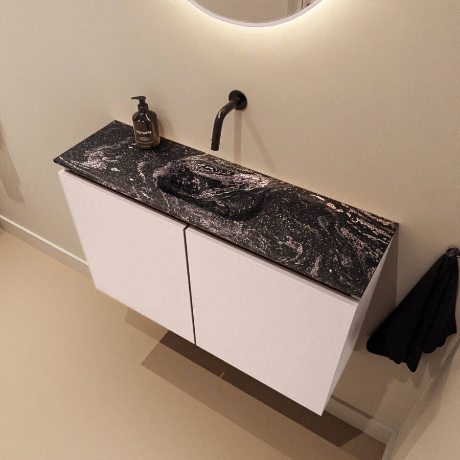 Mondiaz Toiletmeubel Ture Dlux | 80 cm | Meubelkleur Rosee | Eden wastafel Lava Midden | Zonder kraangat