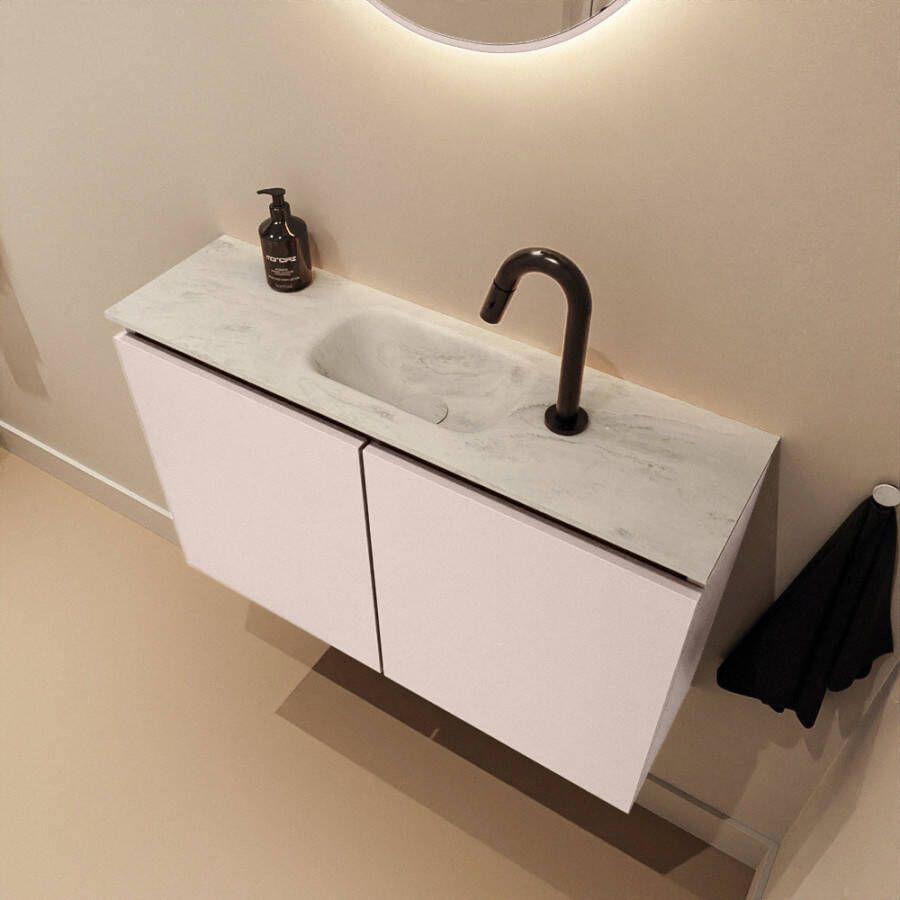 Mondiaz Toiletmeubel Ture Dlux | 80 cm | Meubelkleur Rosee | Eden wastafel Opalo Midden | 1 kraangat