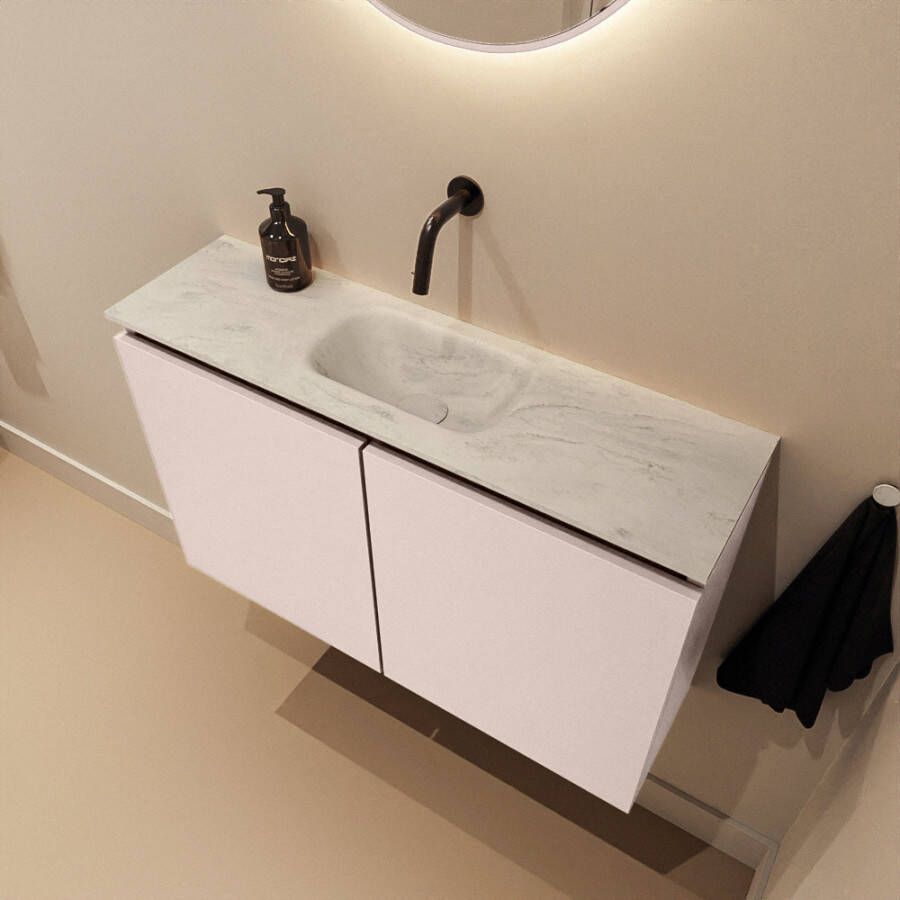 Mondiaz Toiletmeubel Ture Dlux | 80 cm | Meubelkleur Rosee | Eden wastafel Opalo Midden | Zonder kraangat