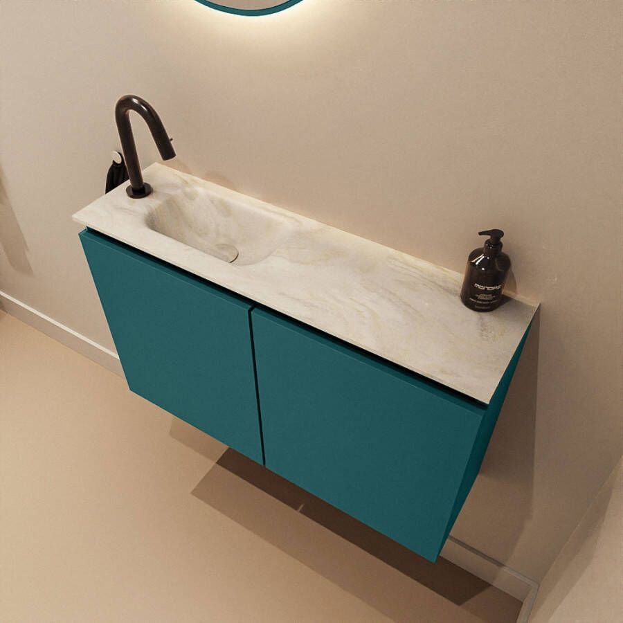 Mondiaz Toiletmeubel Ture Dlux | 80 cm | Meubelkleur Smag | Eden wastafel Ostra Links | 1 kraangat