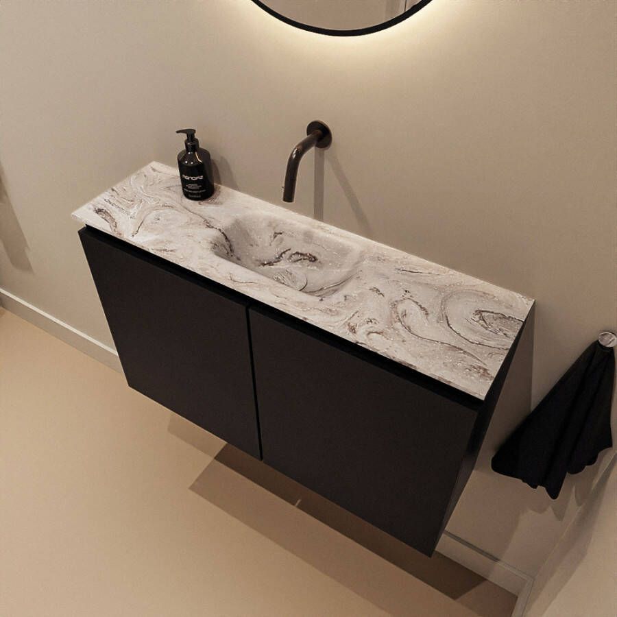 Mondiaz Toiletmeubel Ture Dlux | 80 cm | Meubelkleur Urban | Eden wastafel Glace Midden | Zonder kraangat