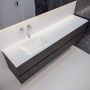 Mondiaz Vica Cloud badmeubel eiken donker bruin 200 cm 4 lades solid surface enkele spoelbak links zonder kraangat - Thumbnail 2