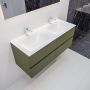 Mondiaz VICA Badkamermeubelset 120cm 4 lades wasbak Cloud dubbel 2 kraangaten solid surface army PC75341452 - Thumbnail 2