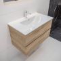 Mondiaz VICA Badkamermeubelset 80cm 2 lades wasbak Denia midden 1 kraangat solid surface washed oak PC75341319 - Thumbnail 2