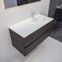 Mondiaz VICA Badkamermeubelset 100cm 2 lades wasbak Moon rechts 1 kraangat solid surface dark brown PC75341177 - Thumbnail 2