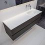 Mondiaz Vica Moon badmeubel eiken donker bruin 150 cm 4 lades solid surface enkele spoelbak rechts zonder kraangat - Thumbnail 2