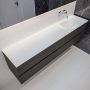 Mondiaz Vica Moon badmeubel eiken donker bruin 200 cm 4 lades solid surface enkele spoelbak rechts zonder kraangat - Thumbnail 2