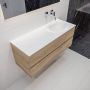 Mondiaz VICA Badkamermeubelset 120cm 2 lades wasbak Moon rechts 0 kraangaten solid surface washed oak PC75341194 - Thumbnail 2