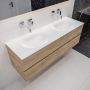 Mondiaz VICA Badkamermeubelset 150cm 4 lades wasbak Moon dubbel 0 kraangaten solid surface washed oak PC75341300 - Thumbnail 2