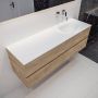 Mondiaz VICA Badkamermeubelset 150cm 4 lades wasbak Moon rechts 0 kraangaten solid surface washed oak PC75341299 - Thumbnail 2