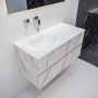 Mondiaz VICA Badkamermeubelset 100cm 2 lades wasbak Moon links 0 kraangaten solid surface carrara marmer PC75341553 - Thumbnail 2