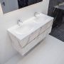 Mondiaz VICA Badkamermeubelset 120cm 2 lades wasbak Moon dubbel 2 kraangaten solid surface carrara marmer PC75341565 - Thumbnail 2