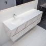 Mondiaz VICA Badkamermeubelset 150cm 4 lades wasbak Moon links 1 kraangat solid surface carrara marmer PC75341622 - Thumbnail 2