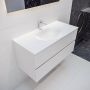 Mondiaz VICA Badkamermeubelset 100cm 2 lades wasbak Moon midden 1 kraangat solid surface talc PC75341011 - Thumbnail 2