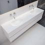 Mondiaz VICA Badkamermeubelset 200cm 4 lades wasbak Moon dubbel 0 kraangaten solid surface talc PC75341638 - Thumbnail 2