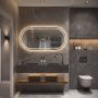 Phantom Badkamerspiegel | 100x70 cm | Ovaal | Directe en indirecte LED verlichting | Touch button | Met spiegelverwarming - Thumbnail 1