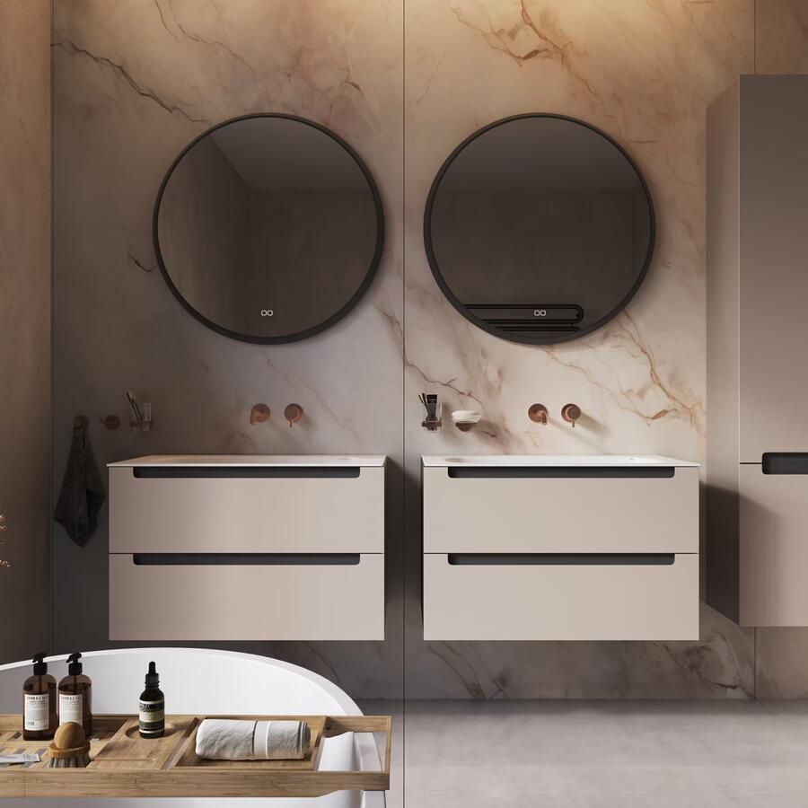 Phantom Badkamerspiegel | 80 cm | Rond | Directe LED verlichting | Touch button | Met spiegelverwarming - Foto 2