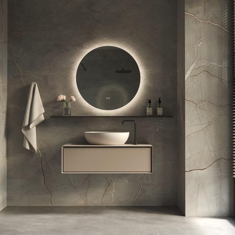 Phantom Badkamerspiegel | 60 cm | Rond | Directe en indirecte LED verlichting | Touch button | Met spiegelverwarming - Foto 2