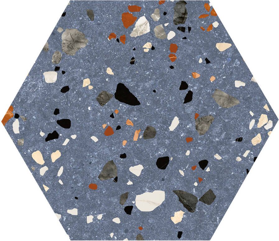 Prissmacer Cerámica Gobi Wandtegel | 20x24 cm | Terrazzo | Mat Blauw