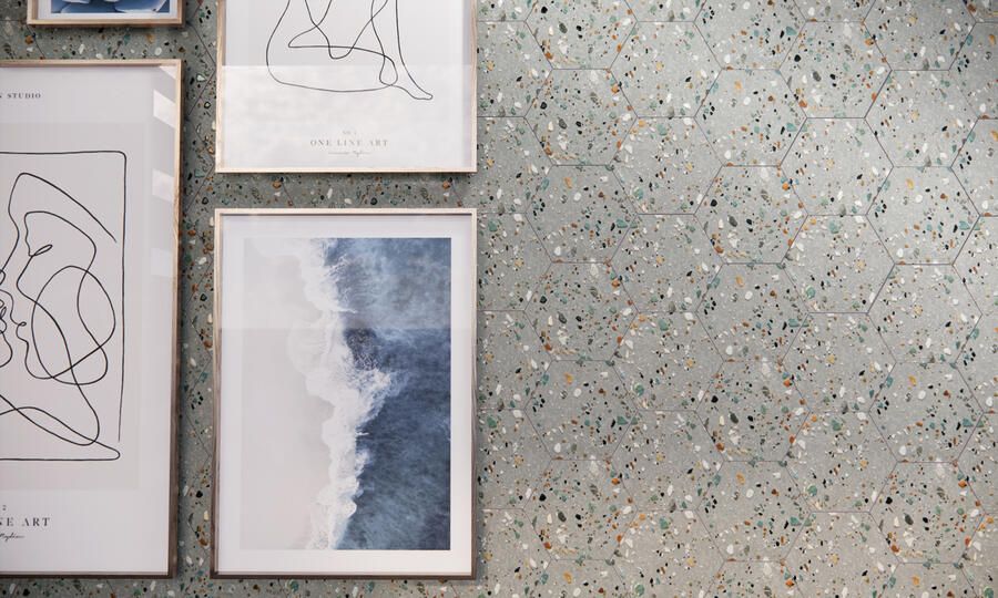 Prissmacer Cerámica Gobi Wandtegel | 20x24 cm | Terrazzo | Mat Grijs