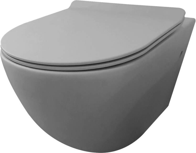 Best Design Morrano Compact wandcloset rimfree 49cm incl softclose zitting mat grijs 4007310