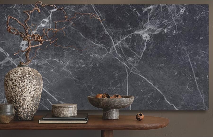 Rak Bluedelbelgio Vloertegel | 60x120 cm | Gerectificeerd | Marmerlook | Glans Grijs