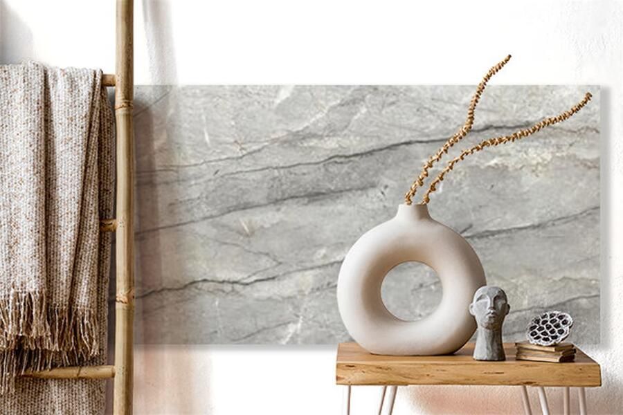 Rak Breccia Vloertegel | 60x120 cm | Gerectificeerd | Marmerlook | Mat Grijs - Foto 2