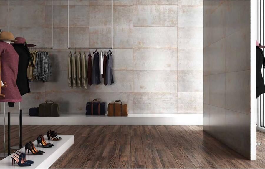 Rak Evoque Metal Vloertegel | 60x120 cm | Gerectificeerd | Metallook | Mat Wit - Foto 2