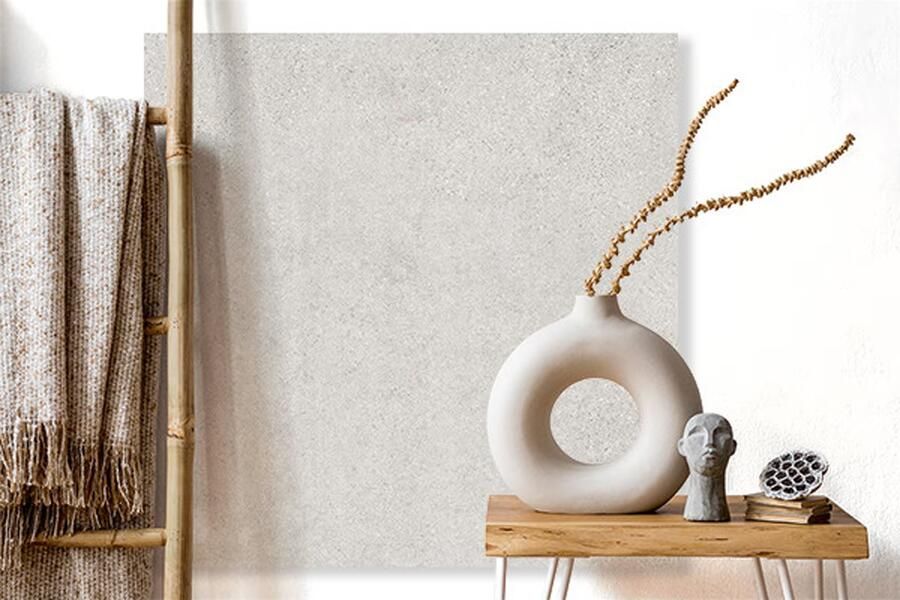 Rak Paleo Vloertegel | 80x80 cm | Gerectificeerd | Natuursteenlook | Mat Wit - Foto 2