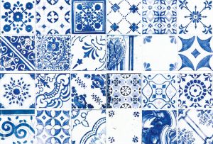 Rako Majolika Warve146 decortegel portugees 20x60 cm blauw glans