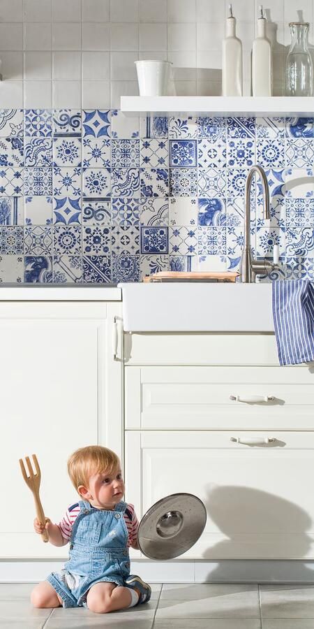 Rako Majolika Wandtegel | 20x60 cm | Portugese look | Glans Blauw