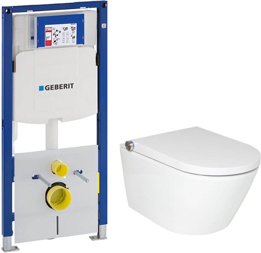 RapoWash Basic bidet toilet met zitting zonder spoelrand inclusief Geberit Sigma UP320 inbouwreservoir