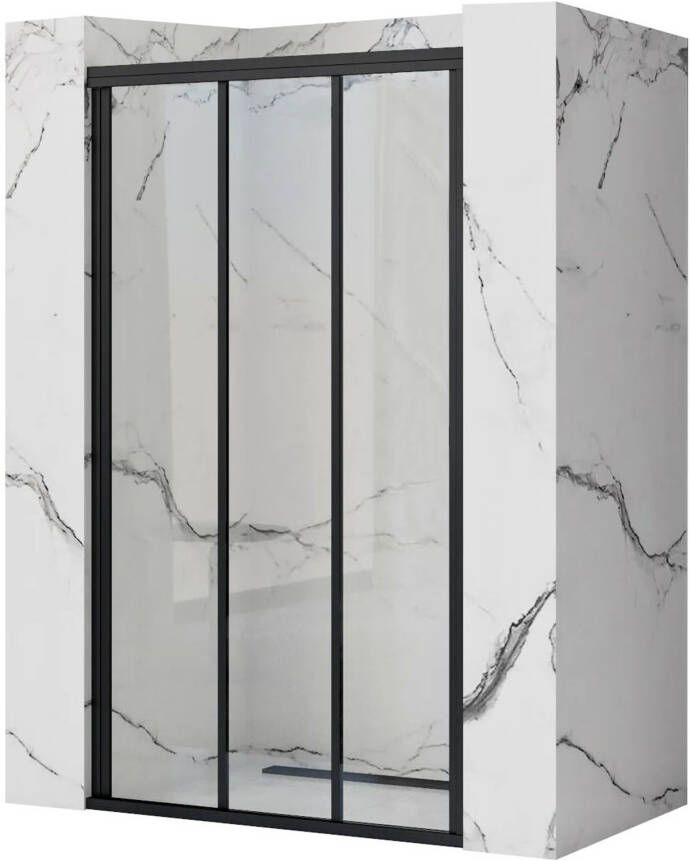 REA Douchedeur Alex | 90x190 cm | 1 Schuifdeur | Helder glas | Zwart mat beslag