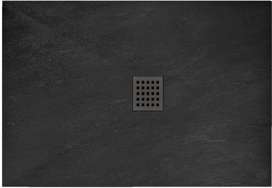 REA Douchebak Black Rock | 90x120x3.5 cm | Incl.Afvoersifon | Acryl | Rechthoek | Zwart
