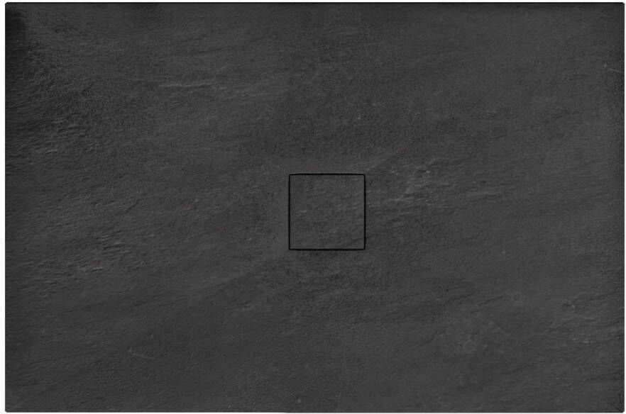 REA Douchebak Black Stone | 80x100x3.5 cm | Incl.Afvoersifon | Acryl | Rechthoek | Zwart
