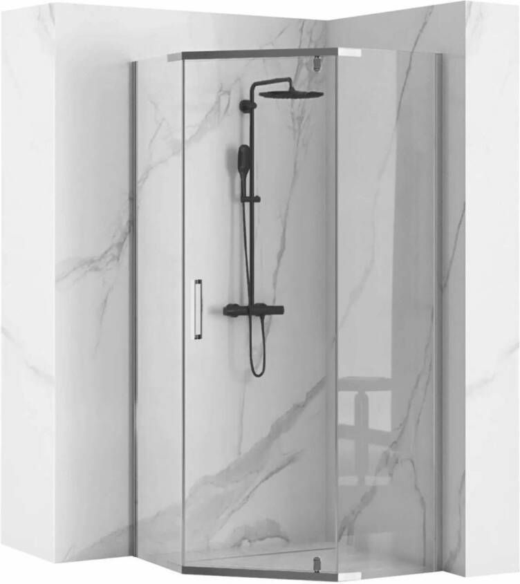 REA Douchecabine Axin | 80x80x195 cm | 1 Draaideur | Helder glas | Chroom