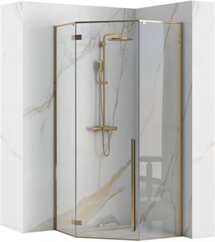 REA Douchecabine Diamond | 100x100 cm | 1 Draaideur | Helder glas | Goud