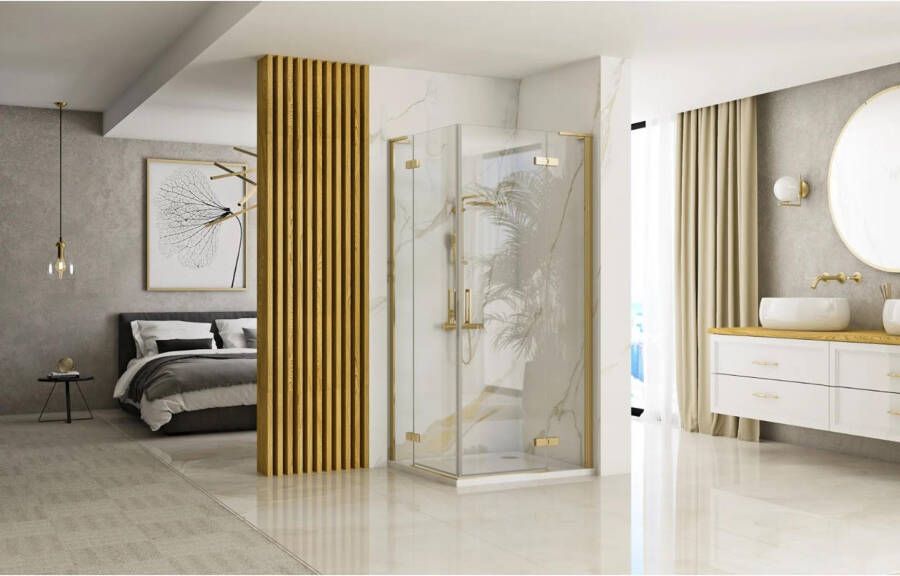 REA Douchecabine Hugo | 90x90x200 cm | 1 Draaideur | Helder glas | Zwart mat