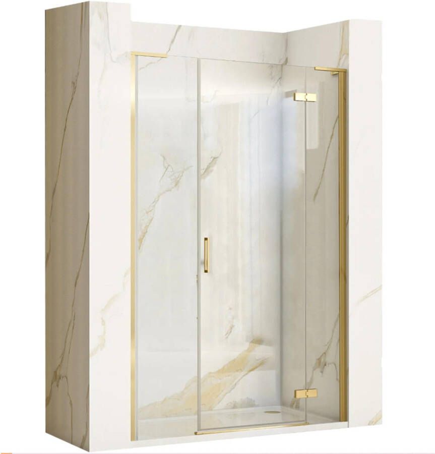 REA Douchedeur Hugo | 90.5x200 cm | Draaideur t.b.v. Douchecabine | Helder glas | Goud geborsteld
