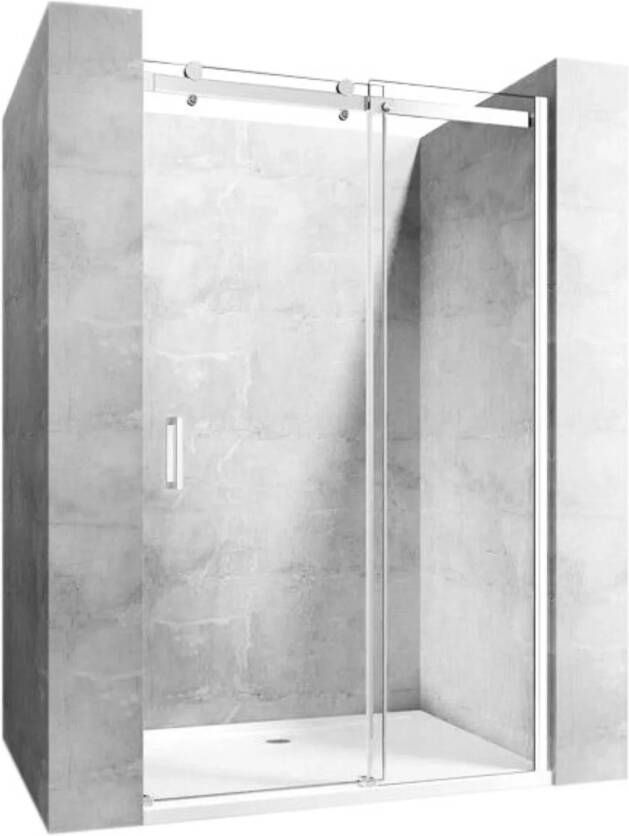 REA Douchedeur Nixon | 120 x 190 cm 8 mm | Met schuifdeur rechts | Helder glas | Chroom beslag