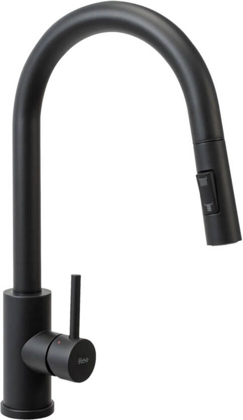 REA Keukenkraan Fresh | Opbouw | Mengkraan | Uitloop draaibaar | Uitrekbare sproeier | Hoog model | 1-hendel | Zwart mat