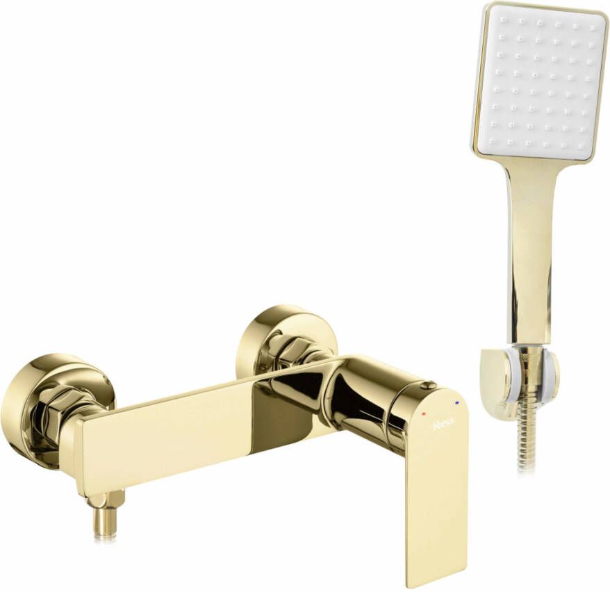 REA Douchekraan Storm | Opbouw | Mengkraan | Incl.Handdoucheset | hoh 15 cm | 1-hendel | Goud glans