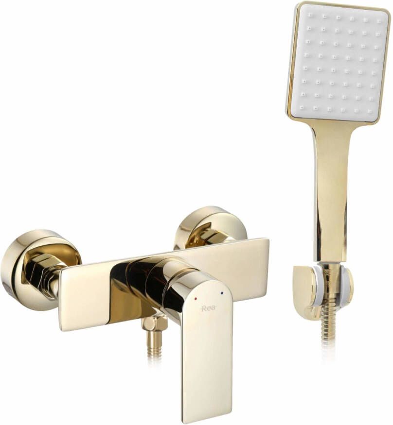 REA Douchekraan Urban | Opbouw | Mengkraan | Incl.Handdoucheset | hoh 15 cm | 1-hendel | Goud glans