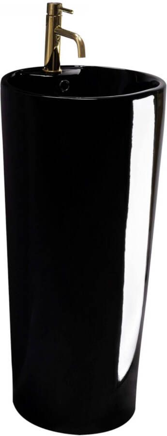 REA Waskom Blanka | 40x40x85 cm | Keramiek | Vrijstaand | Met kraangat | Rond | Zwart glans