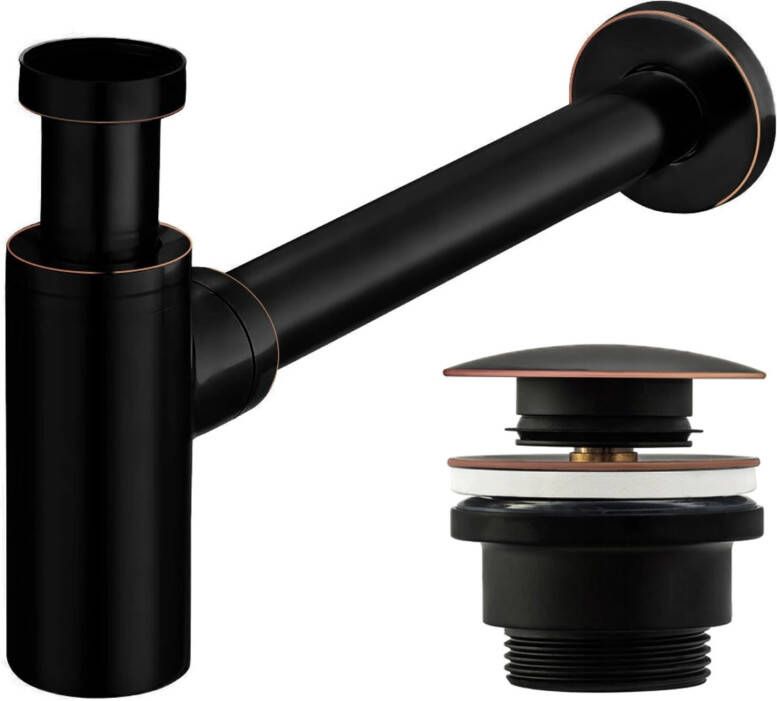 REA wastafel sifon compact en clickwaste diameter 62 mm vintage zwart